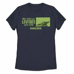 Licensed Character Juniors' Star Wars: The Mandalorian "My Child Can Levitate Your Child" Graphic Tee Navy -Licensed Character Shop unnamed file 29888