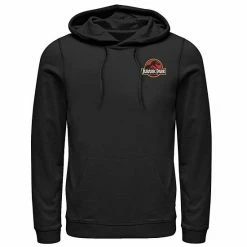 Licensed Character Mens Jurassic Park Logo Red & Yellow Pocket Hoodie Black