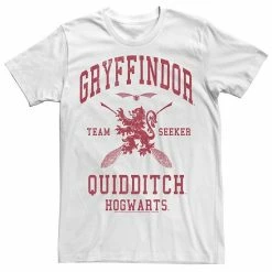 Licensed Character Men's Harry Potter Quidditch Gryffindor Seeker Red Text Tee Natural
