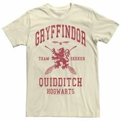 Licensed Character Men's Harry Potter Quidditch Gryffindor Seeker Red Text Tee Natural -Licensed Character Shop unnamed file 30099