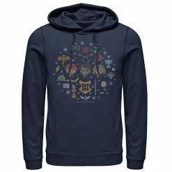 Licensed Character Men's Harry Potter Christmas Group Shot Chibi Ugly Sweater Hoodie Navy -Licensed Character Shop unnamed file 30143