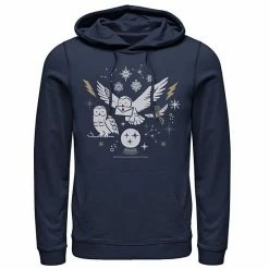 Licensed Character Men's Harry Potter Christmas Winter Owls Hoodie Navy -Licensed Character Shop unnamed file 30161