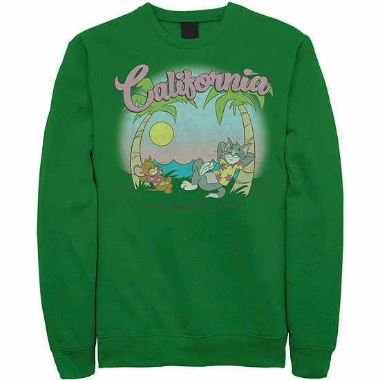 Licensed Character Men's Tom & Jerry California Golden Coast Sweatshirt Red 6 Licensed Character Men's Tom & Jerry California Golden Coast Sweatshirt Red - Image 4