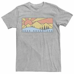 Licensed Character Men's Seek Adventure Graphic Sunset Mountain Scene Tee Athletic Heather