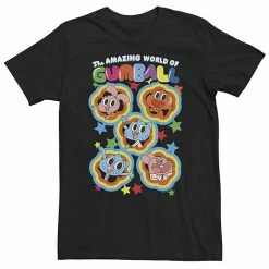 Licensed Character Big & Tall Cartoon Network Gumball Five Stars Group Shot Colorful Tee Black