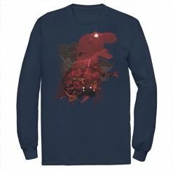 Licensed Character Mens Jurassic Park T-Rex Red Safari Collage Tee Black