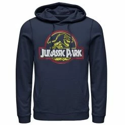 Licensed Character Mens Jurassic Park Neon Sign Fossil Logo Hoodie Navy