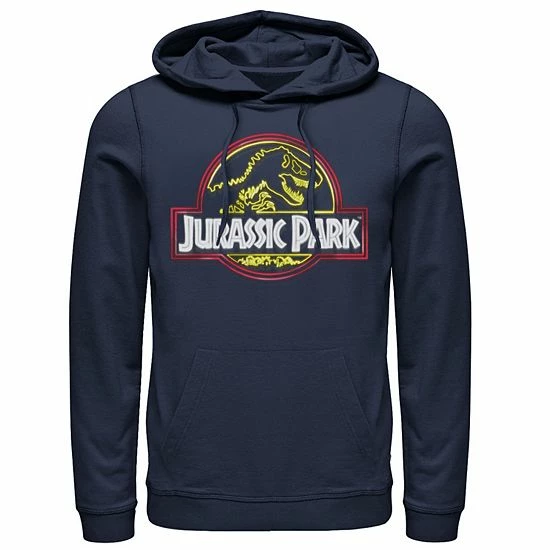 Licensed Character Mens Jurassic Park Neon Sign Fossil Logo Hoodie Navy 4 Licensed Character Mens Jurassic Park Neon Sign Fossil Logo Hoodie Navy - Image 2