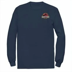 Licensed Character Mens Jurassic Park Logo Red & Yellow Pocket Tee Navy