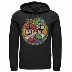 Licensed Character Men's Nintendo Super Mario & Luigi Brothers Circle Hoodie Black -Licensed Character Shop unnamed file 31089