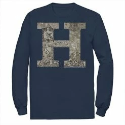 Licensed Character Men's Harry Potter H Hogwarts Crest Fill Long Sleeve Tee Black -Licensed Character Shop unnamed file 31094