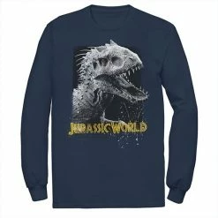 Licensed Character Men's Jurassic World Indominus Rex Profile View Long Sleeve Graphic Tee Navy -Licensed Character Shop unnamed file 31097