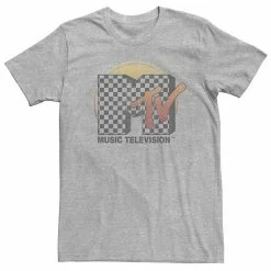 Licensed Character Men's MTV Faded Checkered Logo Short Sleeve Tee Athlc Hthr -Licensed Character Shop unnamed file 31116
