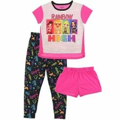 Licensed Character Girls 4-12 Rainbow High Top, Shorts & Pants Pajama Set