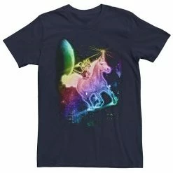 Licensed Character Men's Rainbow Kitten Unicorn In Space Tee Navy -Licensed Character Shop unnamed file 31125