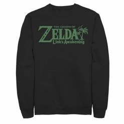 Licensed Character Men's Nintendo Legend Of Zelda Links Awakening Palm Tree Green Logo Graphic Fleece Pullover Black -Licensed Character Shop unnamed file 31128