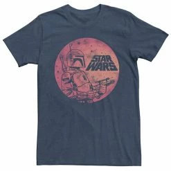 Licensed Character Men's Star Wars Boba Fett Moon Portrait Sketch Logo Tee Black