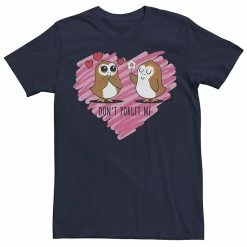 Licensed Character Men's Star Wars Valentines Don't Porget Sketch Heart Tee Navy