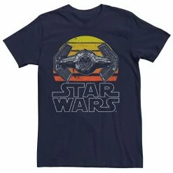 Licensed Character Men's Star Wars Tie Fighter Retro Sunset Tee Navy Heather