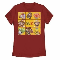 Licensed Character Juniors' Nintendo Super Mario Maker 2 Character Logo Box Grid Panel Tee Black