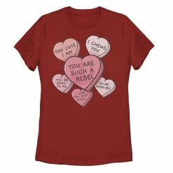 Licensed Character Juniors' Star Wars Valentines Candy Heart Quotes Tee Red