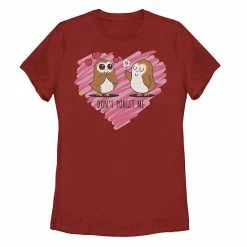 Licensed Character Juniors' Star Wars Valentines Don't Porget Me Sketch Heart Tee Navy