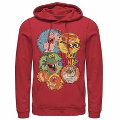 Licensed Character Men's Cartoon Network Uncle Grandpa Character Circle Portraits Hoodie Red
