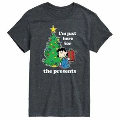 Licensed Character Men's Peanuts Lucy Here For Presents Tee Red