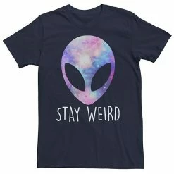 Licensed Character Men's Trendy Stay Weird Tee Navy