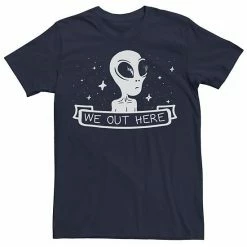 Licensed Character Men's Trendy We Out Here Alien Tee Black
