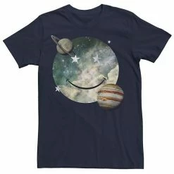 Licensed Character Men's Trendy Galactic Smiley Face Tee Navy