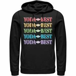 Licensed Character Men's Star Wars Pride Yoda Best Rainbow Text Stack Hoodie Black -Licensed Character Shop unnamed file 31574
