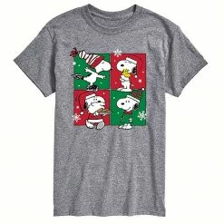 Licensed Character Men's Peanuts Christmas Grid Tee Aqua