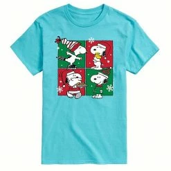 Licensed Character Men's Peanuts Christmas Grid Tee Aqua -Licensed Character Shop unnamed file 3166