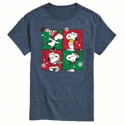 Licensed Character Men's Peanuts Christmas Grid Tee Aqua -Licensed Character Shop unnamed file 3167