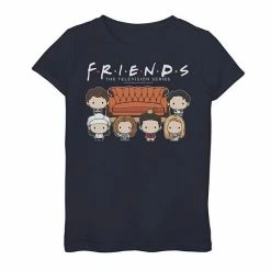 Licensed Character Girls 7-16 Friends Chibi Couch Crew Graphic Tee Red