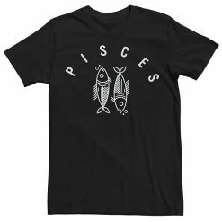 Licensed Character Men's Pisces Fish White Ink Sketch Tee Navy Heather