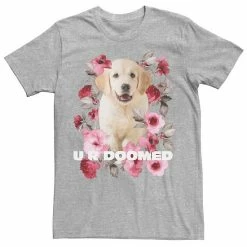 Licensed Character Men's Golden Retriever Puppy U R Doomed Flowers Poster Graphic Tee Athletic Heather -Licensed Character Shop unnamed file 31754