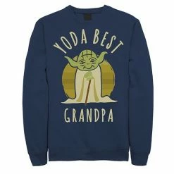 Licensed Character Men's Star Wars Yoda Best Grandpa Cartoon Yoda Sweatshirt Navy -Licensed Character Shop unnamed file 31779