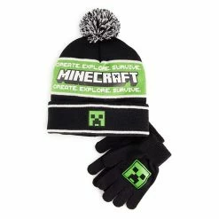 Licensed Character Boys 8-20 Minecraft Pompom Hat & Gloves Set
