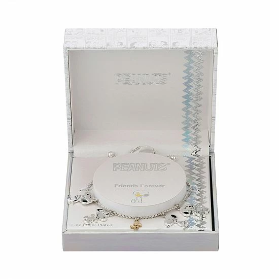 Licensed Character Peanuts Two-Tone Fine Silver & 14k Gold Plated Snoopy & Woodstock Charm Adjustable Bracelet 4 Licensed Character Peanuts Two-Tone Fine Silver & 14k Gold Plated Snoopy & Woodstock Charm Adjustable Bracelet - Image 2