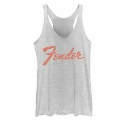 Licensed Character Juniors' Fender Simple Orange Logo Tank Black Heather
