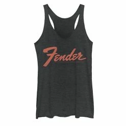 Licensed Character Juniors' Fender Simple Orange Logo Tank Black Heather -Licensed Character Shop unnamed file 31806