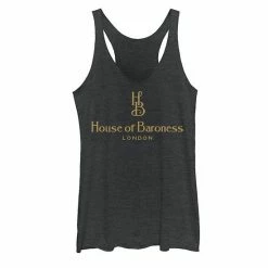 Licensed Character Disney's Cruella Juniors' House Of Baroness London Logo Graphic Tank Top Black Heather