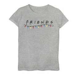 Licensed Character Girls 7-16 Friends Christmas Lights Underline Logo Graphic Tee Athletic Heather -Licensed Character Shop unnamed file 31868