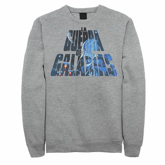 Licensed Character Men's Star Wars La Guerra De Las Galaxias Letter Fill Sweatshirt Athletic Heather 5 Licensed Character Men's Star Wars La Guerra De Las Galaxias Letter Fill Sweatshirt Athletic Heather - Image 3