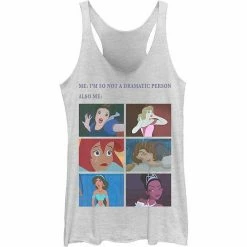 Licensed Character Juniors' Disney's Princess "Not Dramatic" Meme Panel Tank White Heather