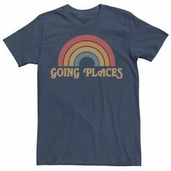 Licensed Character Men's Going Places Vintage Rainbow 80s Tee Navy Heather