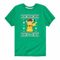 Licensed Character Boys 8-20 Pokemon Pikachu Holiday Tee Kelly Green -Licensed Character Shop unnamed file 3200