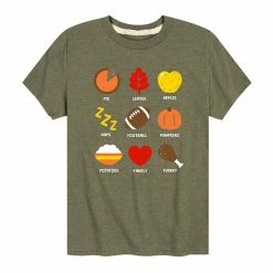 Licensed Character Boys 8-20 Thanksgiving Things Graphic Tee Heather Military Green